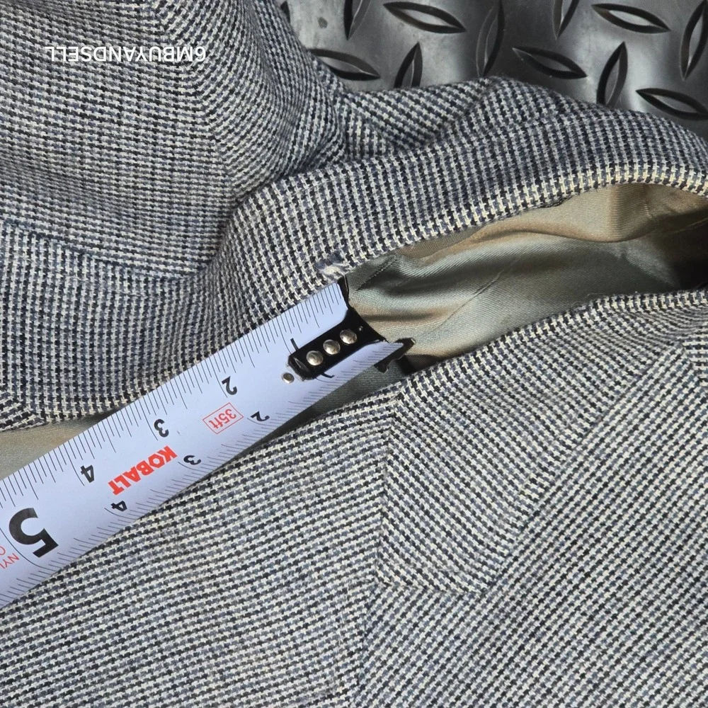 Circle S Dallas Texas Mens Blue Micro‎ Check Western Sport Coat Blazer 44L USA